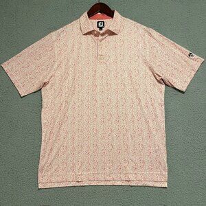 Footjoy FJ Shirt Mens L Polo Floral Daisy Golf Performance Athleisure Preppy AOP